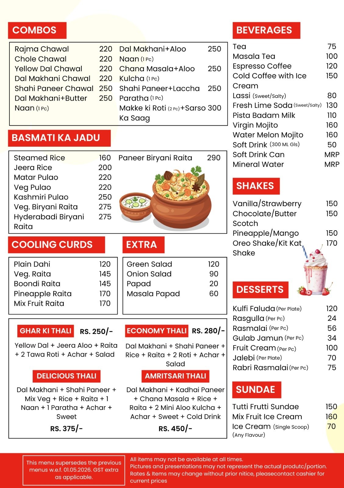 Kamal's Menu